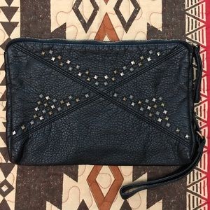 Converse Black Leather Studded Wristlet
